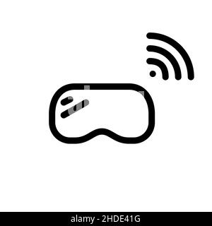 VR goggles with wifi connection. MInimal line art icon. Pixel perfect, editable stroke Stock Vector