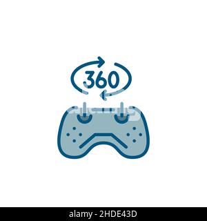 Augmented reality 360 degree gaming experience. Pixel perfect, editable stroke color icon Stock Vector