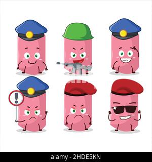 A dedicated Police officer of pink chalk mascot design style. Vector illustration Stock Vector