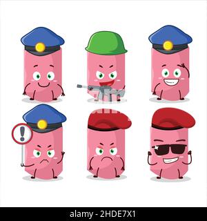 A dedicated Police officer of pink chalk mascot design style. Vector illustration Stock Vector