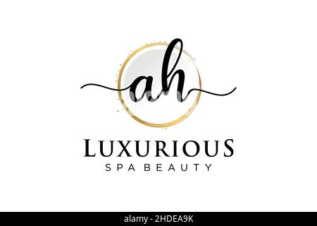 Initial AH feminine logo. Usable for Logo for fashion,photography, wedding, beauty, business. Flat Vector Logo Design Template . Stock Vector