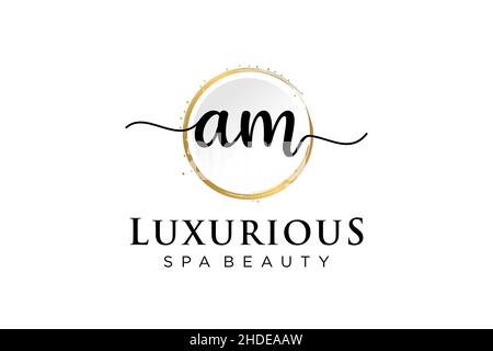 Initial AM feminine logo. Usable for Logo for fashion,photography, wedding, beauty, business. Flat Vector Logo Design Template . Stock Vector