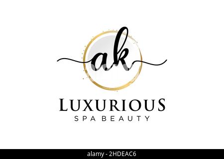 Initial AK feminine logo. Usable for Logo for fashion,photography, wedding, beauty, business. Flat Vector Logo Design Template . Stock Vector