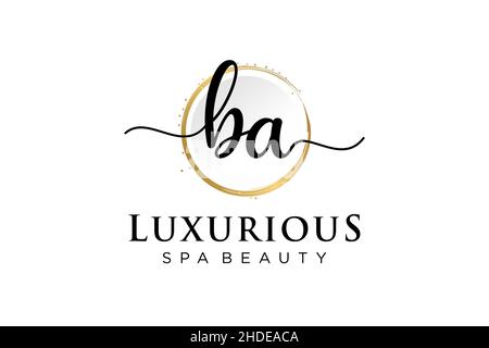 Initial BA feminine logo. Usable for Logo for fashion,photography, wedding, beauty, business. Flat Vector Logo Design Template . Stock Vector