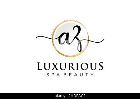 Initial AZ feminine logo. Usable for Logo for fashion,photography, wedding, beauty, business. Flat Vector Logo Design Template . Stock Vector