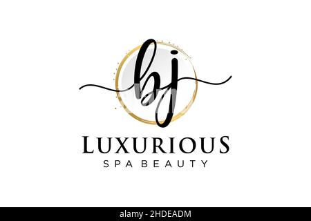 Initial BJ feminine logo. Usable for Logo for fashion,photography, wedding, beauty, business. Flat Vector Logo Design Template . Stock Vector