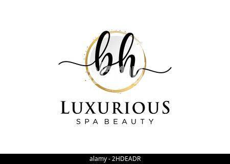 Initial BH feminine logo. Usable for Logo for fashion,photography, wedding, beauty, business. Flat Vector Logo Design Template . Stock Vector
