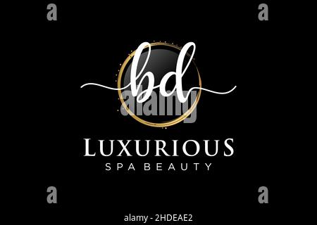 Initial BD feminine logo. Usable for Logo for fashion,photography, wedding, beauty, business. Flat Vector Logo Design Template . Stock Vector