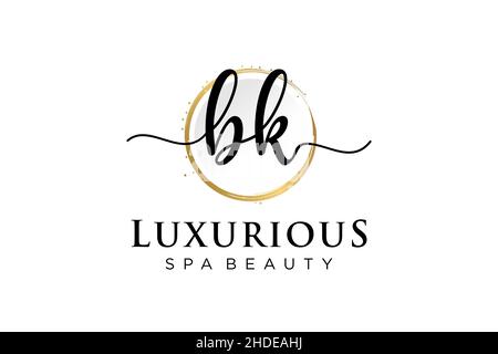Initial BK feminine logo. Usable for Logo for fashion,photography, wedding, beauty, business. Flat Vector Logo Design Template . Stock Vector
