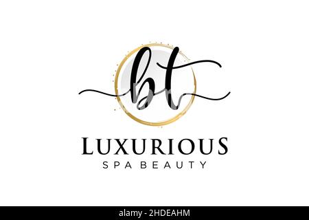 Initial BT feminine logo. Usable for Logo for fashion,photography, wedding, beauty, business. Flat Vector Logo Design Template . Stock Vector