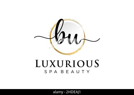 Initial BU feminine logo. Usable for Logo for fashion,photography, wedding, beauty, business. Flat Vector Logo Design Template . Stock Vector