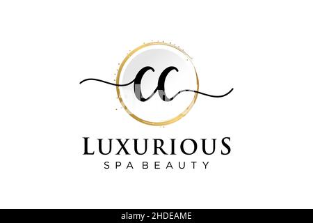 Initial CC feminine logo. Usable for Logo for fashion,photography, wedding, beauty, business. Flat Vector Logo Design Template . Stock Vector