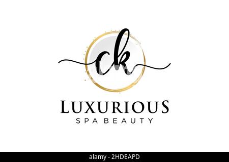 Initial CK feminine logo. Usable for Logo for fashion,photography, wedding, beauty, business. Flat Vector Logo Design Template . Stock Vector