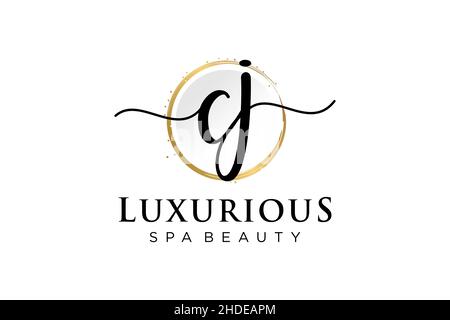 Initial CJ feminine logo. Usable for Logo for fashion,photography, wedding, beauty, business. Flat Vector Logo Design Template . Stock Vector