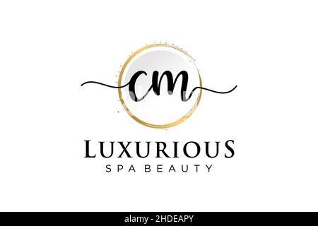 Initial CM feminine logo. Usable for Logo for fashion,photography, wedding, beauty, business. Flat Vector Logo Design Template . Stock Vector