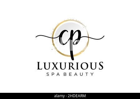 Initial CP feminine logo. Usable for Logo for fashion,photography, wedding, beauty, business. Flat Vector Logo Design Template . Stock Vector