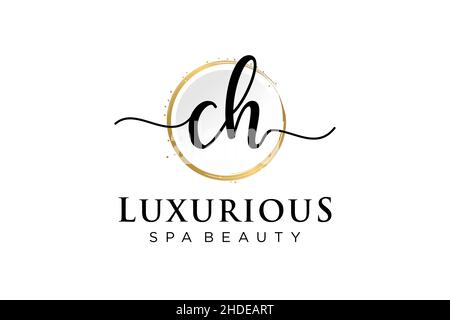 Initial CH feminine logo. Usable for Logo for fashion,photography, wedding, beauty, business. Flat Vector Logo Design Template . Stock Vector