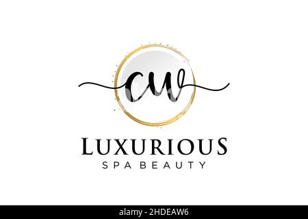 Initial CW feminine logo. Usable for Logo for fashion,photography, wedding, beauty, business. Flat Vector Logo Design Template . Stock Vector