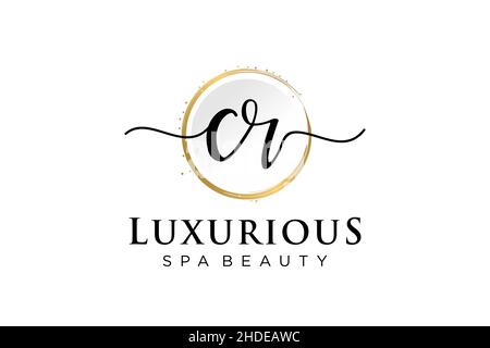 Initial CR feminine logo. Usable for Logo for fashion,photography, wedding, beauty, business. Flat Vector Logo Design Template . Stock Vector