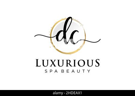 Initial DC feminine logo. Usable for Logo for fashion,photography, wedding, beauty, business. Flat Vector Logo Design Template . Stock Vector
