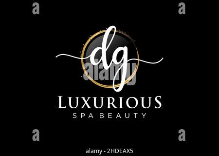 Initial DG feminine logo. Usable for Logo for fashion,photography, wedding, beauty, business. Flat Vector Logo Design Template . Stock Vector