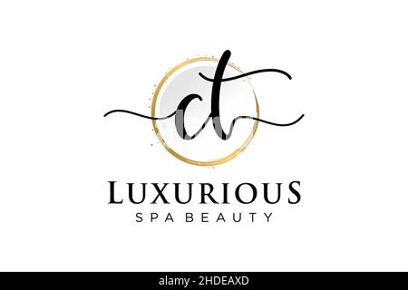 Initial CT feminine logo. Usable for Logo for fashion,photography, wedding, beauty, business. Flat Vector Logo Design Template . Stock Vector