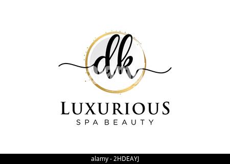 Initial DK feminine logo. Usable for Logo for fashion,photography, wedding, beauty, business. Flat Vector Logo Design Template . Stock Vector