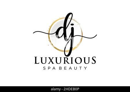 Initial DJ feminine logo. Usable for Logo for fashion,photography, wedding, beauty, business. Flat Vector Logo Design Template . Stock Vector