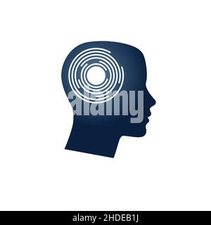 Linear head with circles brain. Problem solving concept. Stock vector illustration isolated Stock Vector