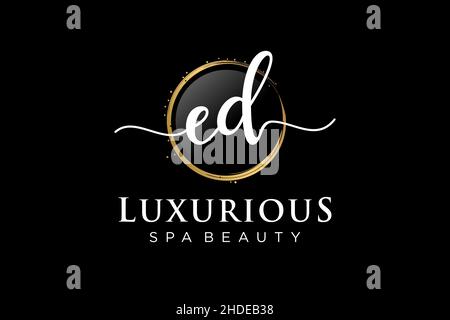 Initial ED feminine logo. Usable for Logo for fashion,photography, wedding, beauty, business. Flat Vector Logo Design Template . Stock Vector