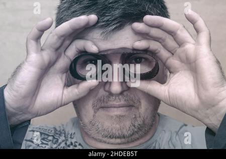 A gray beard and a twisted mustache of an old hipster Stock Photo - Alamy