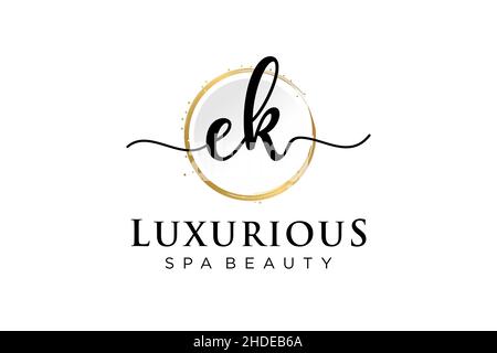 Initial EK feminine logo. Usable for Logo for fashion,photography, wedding, beauty, business. Flat Vector Logo Design Template . Stock Vector