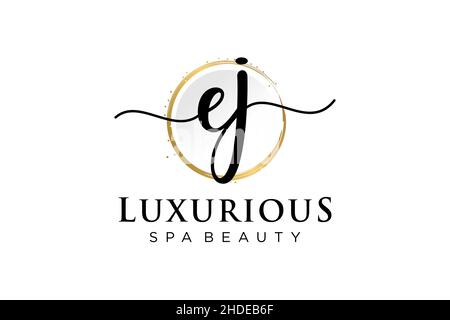 Initial EJ feminine logo. Usable for Logo for fashion,photography, wedding, beauty, business. Flat Vector Logo Design Template . Stock Vector