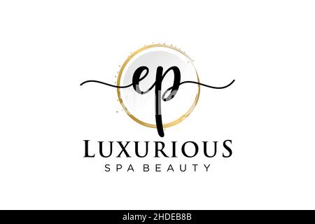 Initial EP feminine logo. Usable for Logo for fashion,photography, wedding, beauty, business. Flat Vector Logo Design Template . Stock Vector