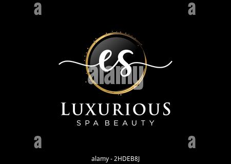 Initial ES feminine logo. Usable for Logo for fashion,photography, wedding, beauty, business. Flat Vector Logo Design Template . Stock Vector