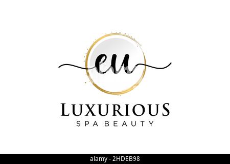 Initial EU feminine logo. Usable for Logo for fashion,photography, wedding, beauty, business. Flat Vector Logo Design Template . Stock Vector