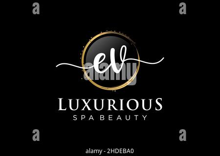 Initial EV feminine logo. Usable for Logo for fashion,photography, wedding, beauty, business. Flat Vector Logo Design Template . Stock Vector