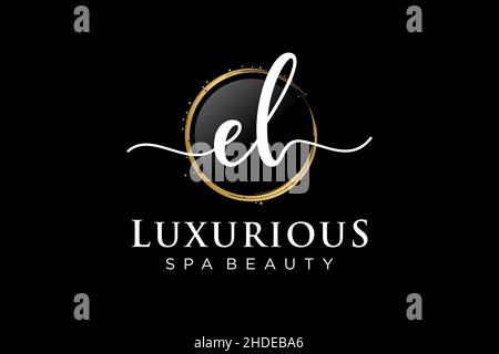 Initial EL feminine logo. Usable for Logo for fashion,photography, wedding, beauty, business. Flat Vector Logo Design Template . Stock Vector