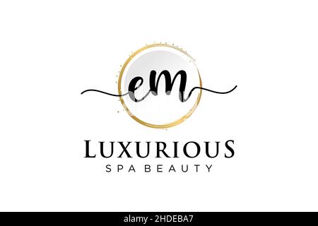 Initial EM feminine logo. Usable for Logo for fashion,photography, wedding, beauty, business. Flat Vector Logo Design Template . Stock Vector
