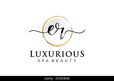 Initial ER feminine logo. Usable for Logo for fashion,photography, wedding, beauty, business. Flat Vector Logo Design Template . Stock Vector