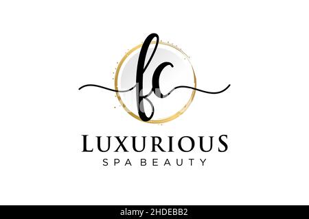 Initial FC feminine logo. Usable for Logo for fashion,photography, wedding, beauty, business. Flat Vector Logo Design Template . Stock Vector