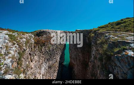 View of the cliff on Kilimli beach in Agva. Agva is a populated place and resort destination in the Sile district of Istanbul Province, Turkey. Stock Photo