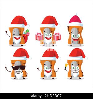 Santa Claus emoticons with orange pencil sharpener cartoon character. Vector illustration Stock Vector