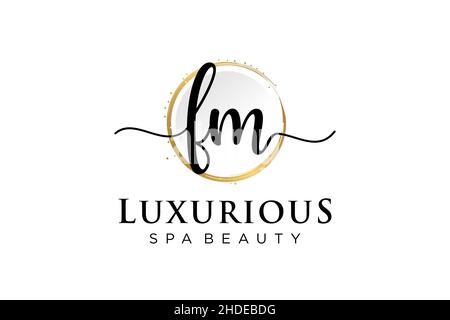 Initial FM feminine logo. Usable for Logo for fashion,photography, wedding, beauty, business. Flat Vector Logo Design Template . Stock Vector