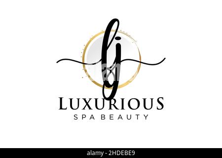 Initial FJ feminine logo. Usable for Logo for fashion,photography, wedding, beauty, business. Flat Vector Logo Design Template . Stock Vector