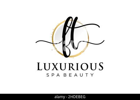 Initial FT feminine logo. Usable for Logo for fashion,photography, wedding, beauty, business. Flat Vector Logo Design Template . Stock Vector