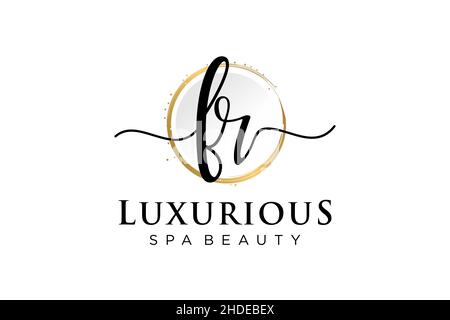 Initial FR feminine logo. Usable for Logo for fashion,photography, wedding, beauty, business. Flat Vector Logo Design Template . Stock Vector