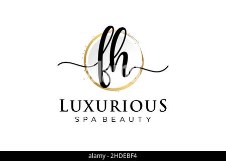 Initial FH feminine logo. Usable for Logo for fashion,photography, wedding, beauty, business. Flat Vector Logo Design Template . Stock Vector