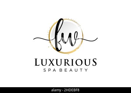 Initial FW feminine logo. Usable for Logo for fashion,photography, wedding, beauty, business. Flat Vector Logo Design Template . Stock Vector