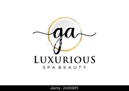 Initial GA feminine logo. Usable for Logo for fashion,photography, wedding, beauty, business. Flat Vector Logo Design Template . Stock Vector